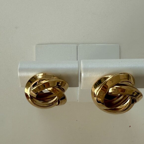Vintage Givenchy Gold-Tone Classic Knot Clip-On Earrings Paris New York - Picture 3 of 5
